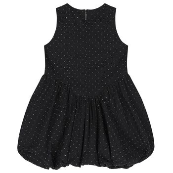 Girls Black Embellished Rhinestones Dress
