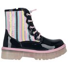Girls Navy Blue Embellished Boots, 1, hi-res