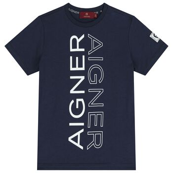Boys Navy Blue Logo T-Shirt