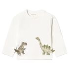 Younger Boys Ivory Dinosaur Long Sleeve Top, 1, hi-res
