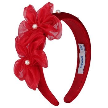 Girls Red Pearl Velvet Headband