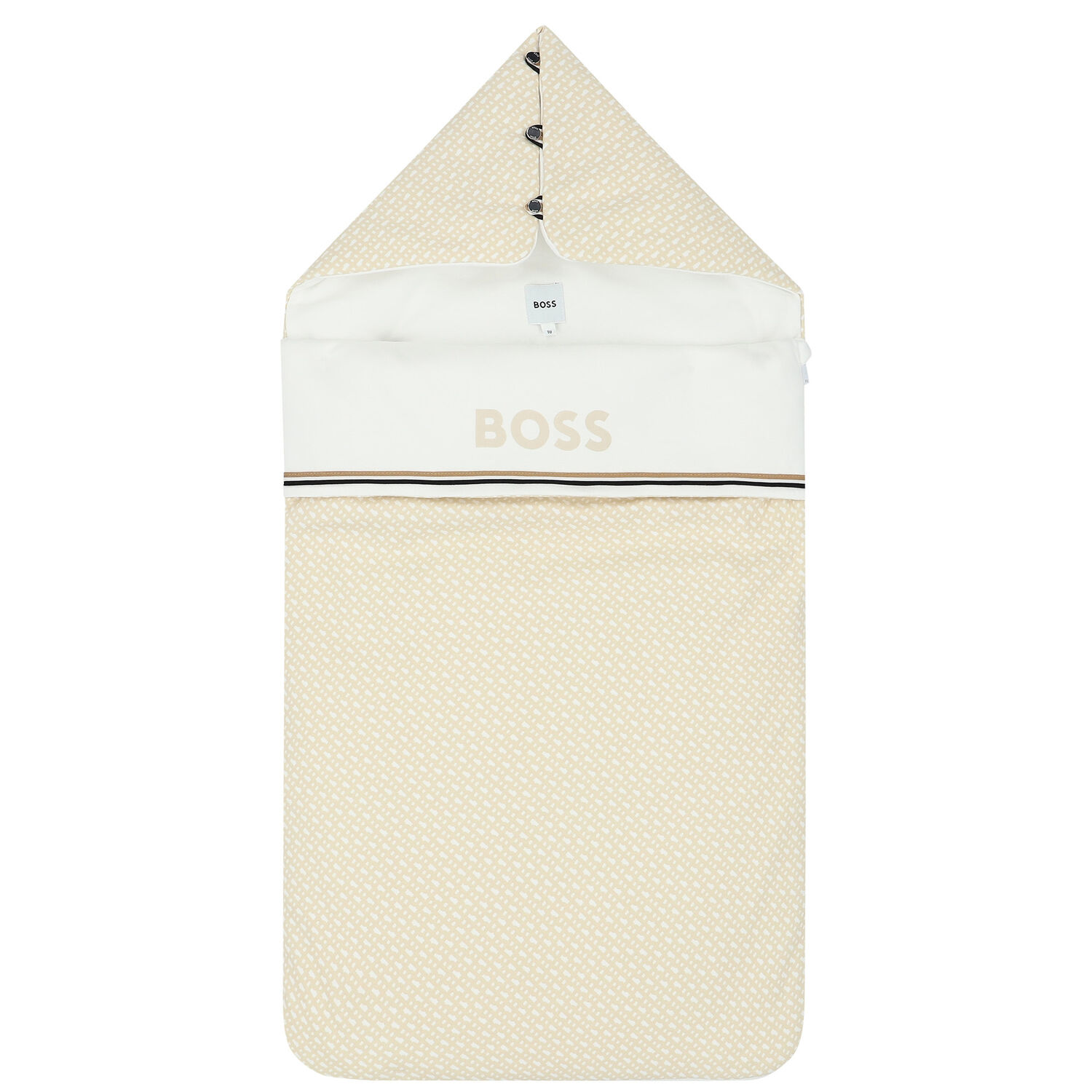 مدس بالشعار باللون البيج والابيض, 1, hi-res