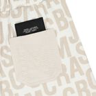 Boys White & Beige Logo Shorts, 1, hi-res