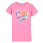 Girls Pink Embellished Logo Dress, 1, hi-res