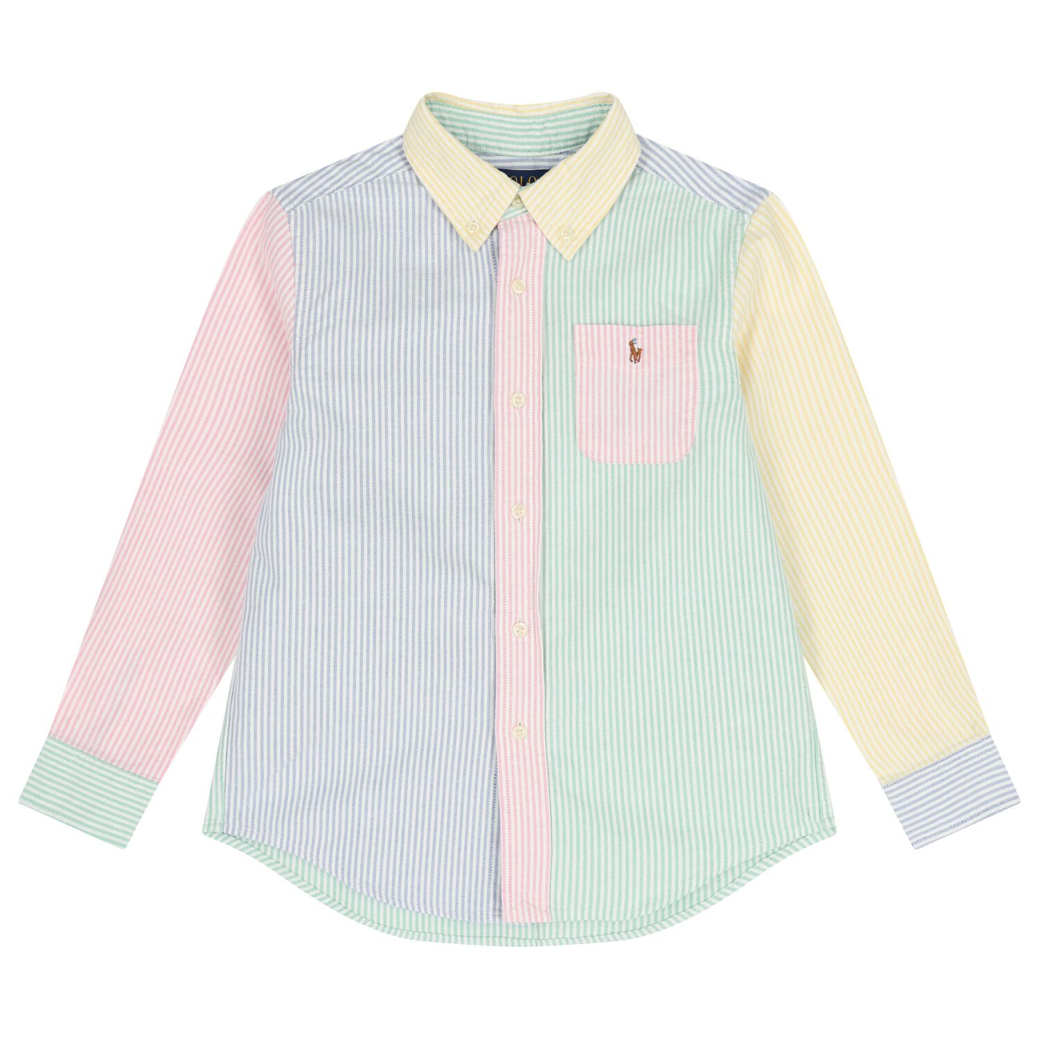 Boys Blue & Green Striped Shirt , 1, hi-res