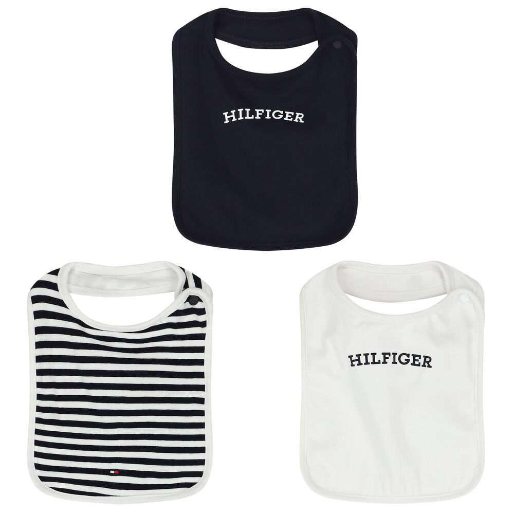 Tommy Hilfiger Baby Blue & White Logo Bibs (3-Pack) | Junior Couture