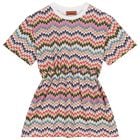 Girls Pink Multi-Coloured Zigzag Dress, 1, hi-res