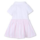 Younger Girls White & Pink Striped Polo Dress, 1, hi-res