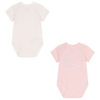 Baby Girls White & Pink Bodysuits ( 2-Pack )