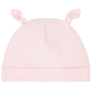 قبعة بنات بالشعار باللون الوردي 