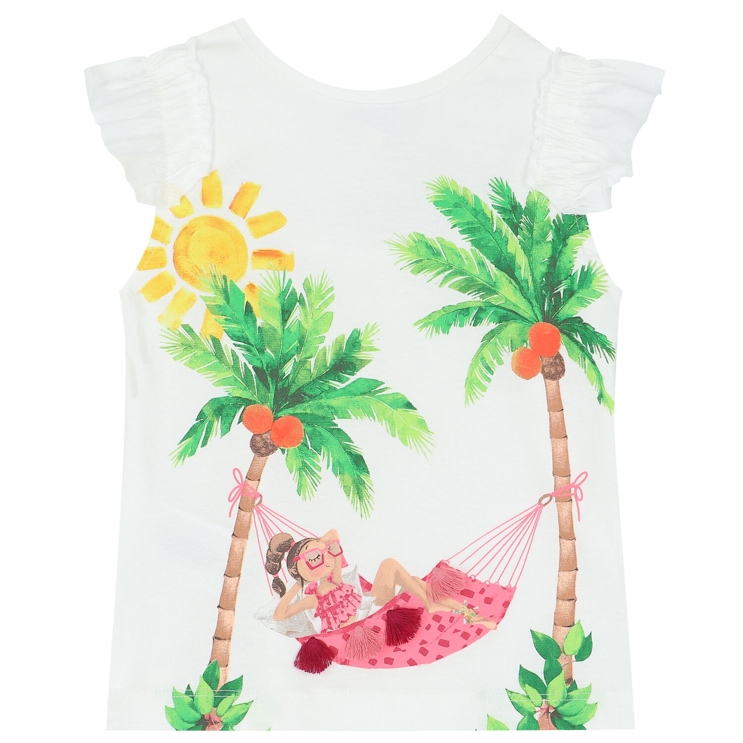 طقم شورت باللون العاجي والزهري للبنات, 1, hi-res