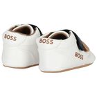 Baby Boys White Logo Pre Walker Shoes, 1, hi-res