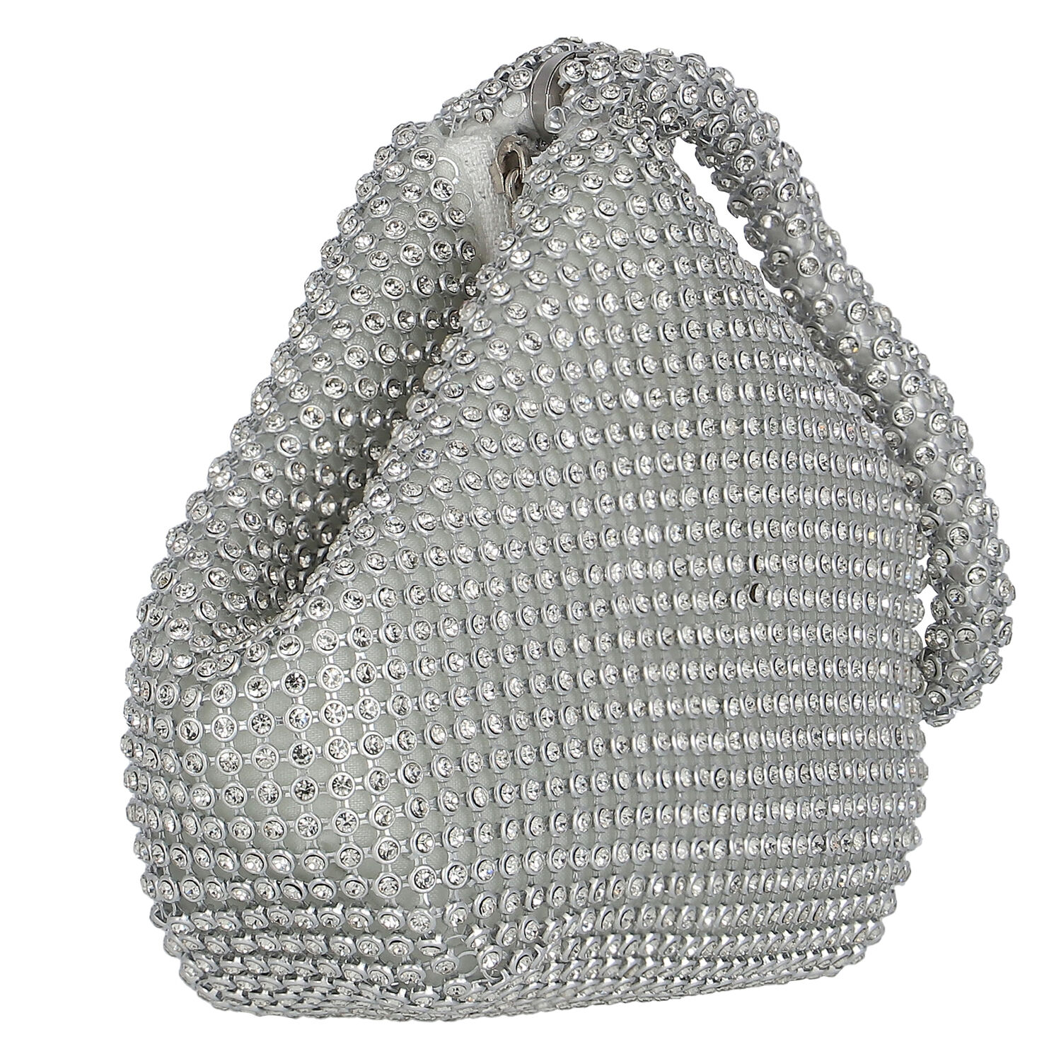 Silver Embellished Rhinestones Bag, 1, hi-res