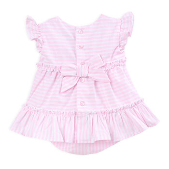 Girls Pink Cotton Dress Set