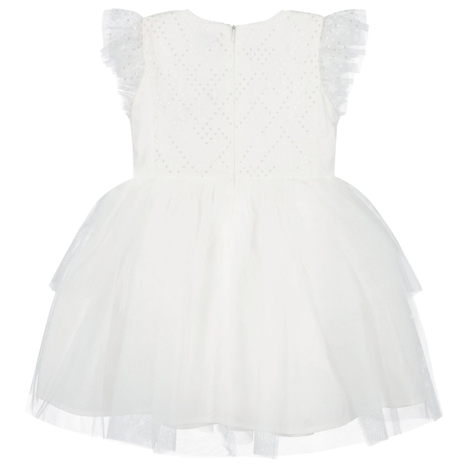 Girls White Tulle & Sequin Dress, 1, hi-res image number null