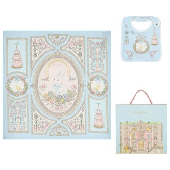 Blue & Pink Spring Bunny Baby Carr&eacute; Swaddle & Bib Gift Set