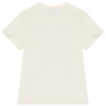 Girls Ivory Embroidered Logo T-Shirt