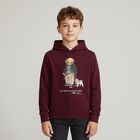 Boys Burgundy Polo Bear Logo Hooded Top, 1, hi-res