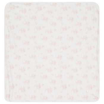 Baby Girls Ivory & Pink Teddy Bear Blanket