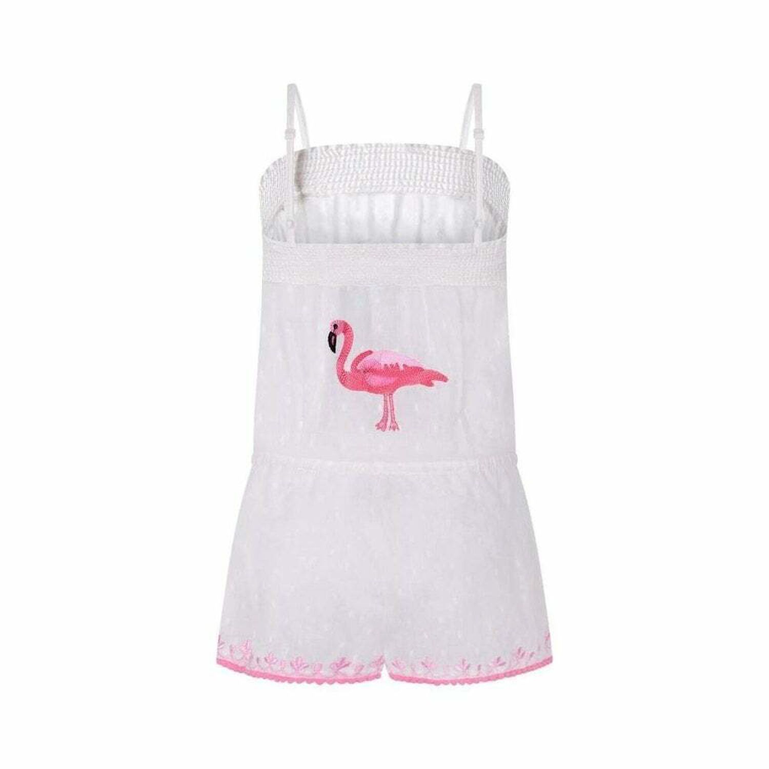 Elizabeth Hurley Beach White Pink Flamingo Playsuit Junior