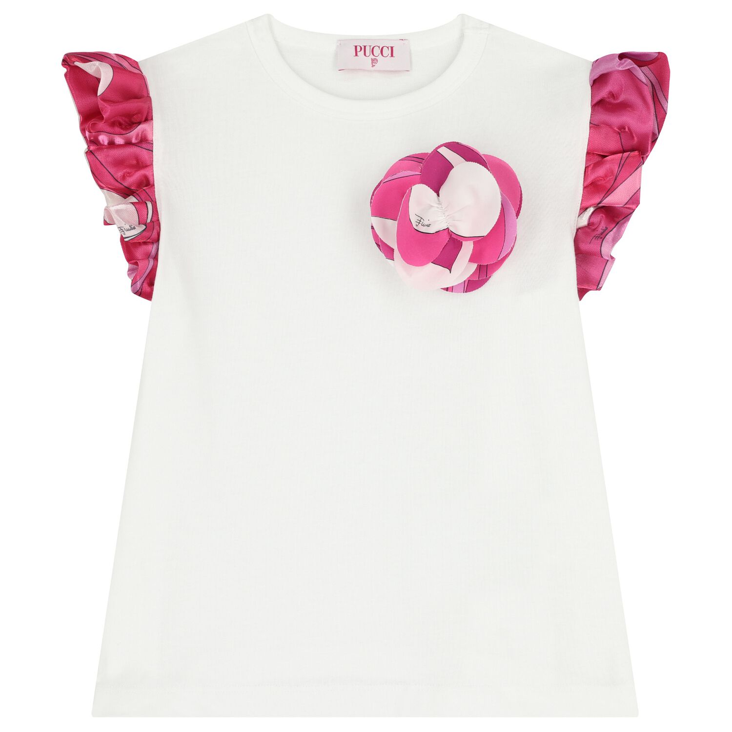 Girls White Ruffled Blouse, 1, hi-res