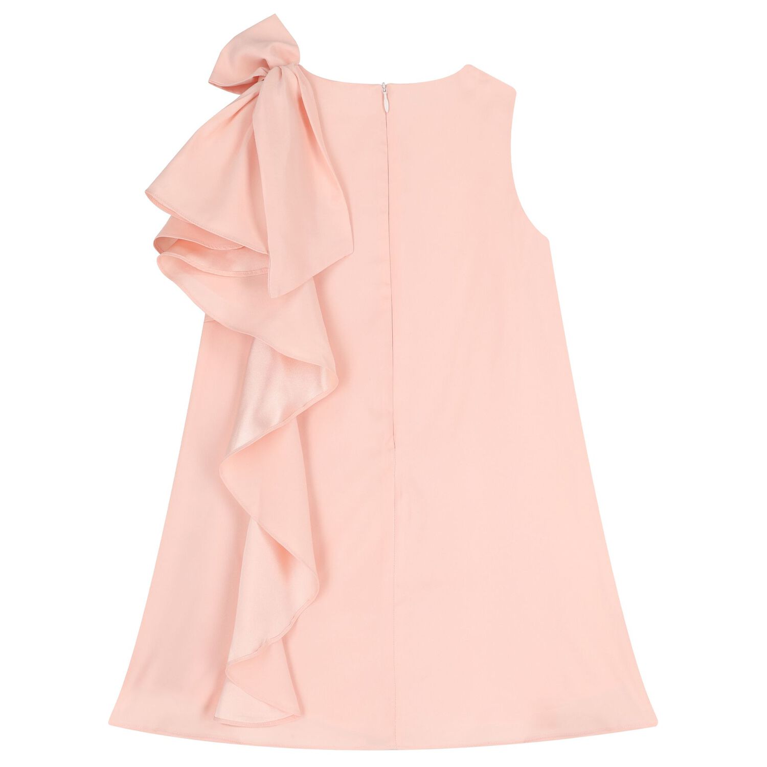 Girls Pink Crepe Bow Dress , 2, hi-res
