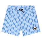 Boys White & Blue Ikonik Karl Shorts Set, 1, hi-res