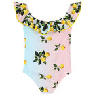 Girls Pink & Blue Lemon Swimsuit, 1, hi-res