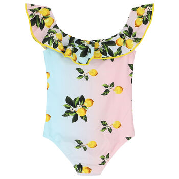 Girls Pink & Blue Lemon Swimsuit