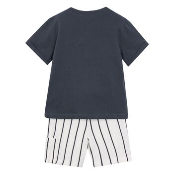 Boys Grey & White Shorts Set