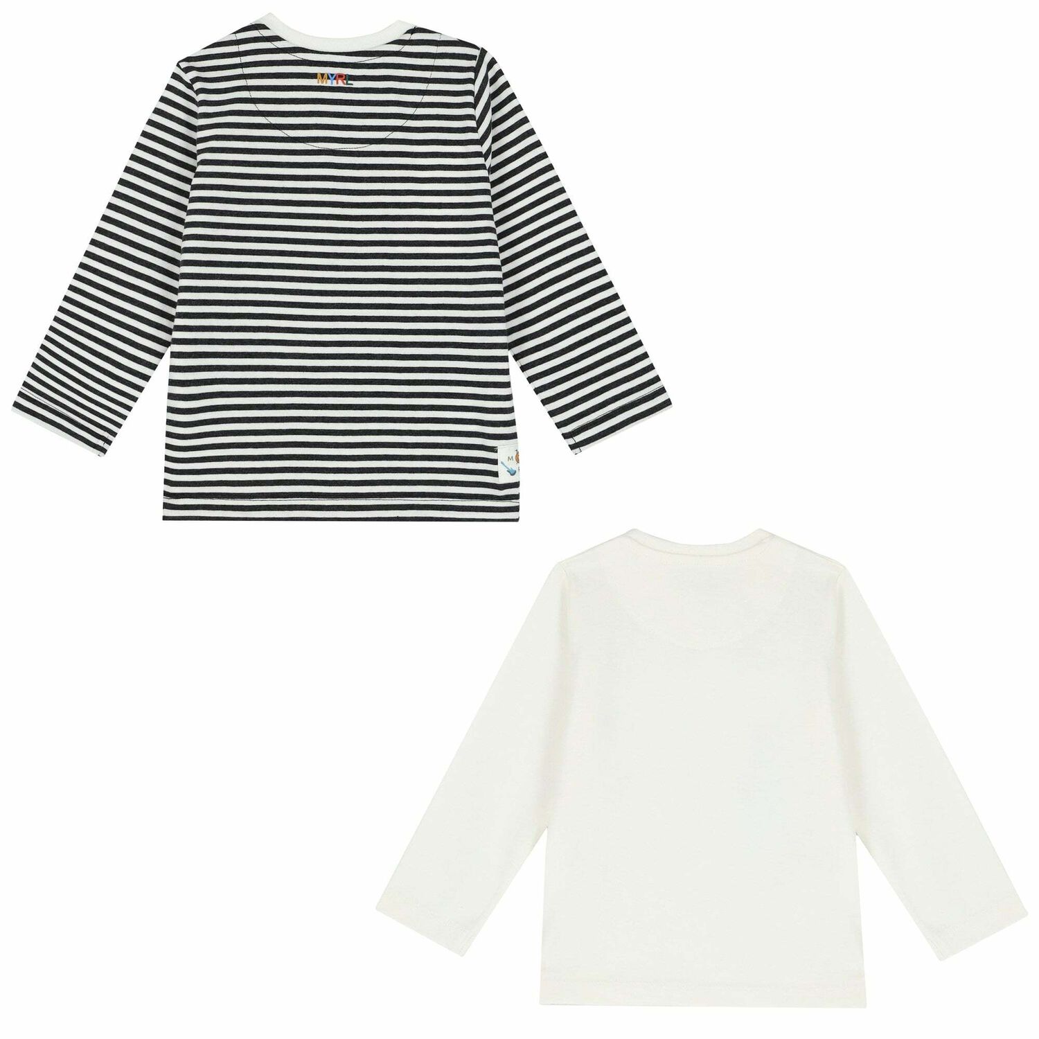 Younger Boys Ivory & Black Long Sleeve Top ( 2-Pack ), 1, hi-res image number null
