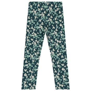 Girls Green Floral Leggings