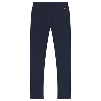 Girls Navy Blue Logo Leggings