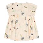 Baby Girls Beige Logo Dress, 1, hi-res