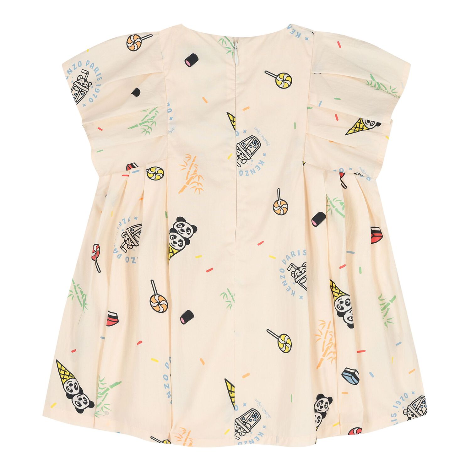 Baby Girls Beige Logo Dress, 1, hi-res