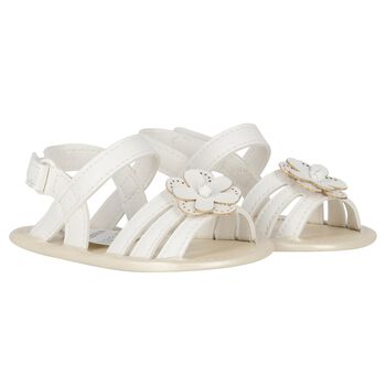 Mayoral Baby Girls Ivory Flower Sandals, 1 Baby Girls Ivory Flower Sandals