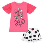 Girls Pink & White Headphone Shorts Set, 1, hi-res