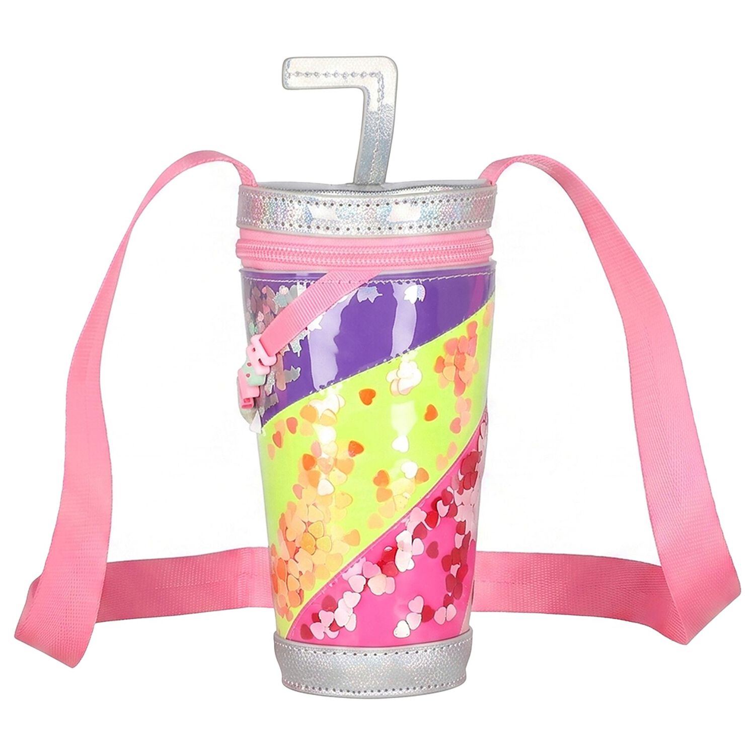 Girls Multi-Coloured Embellished Drink-Cup Hand Bag ( 17.5cm ), 1, hi-res