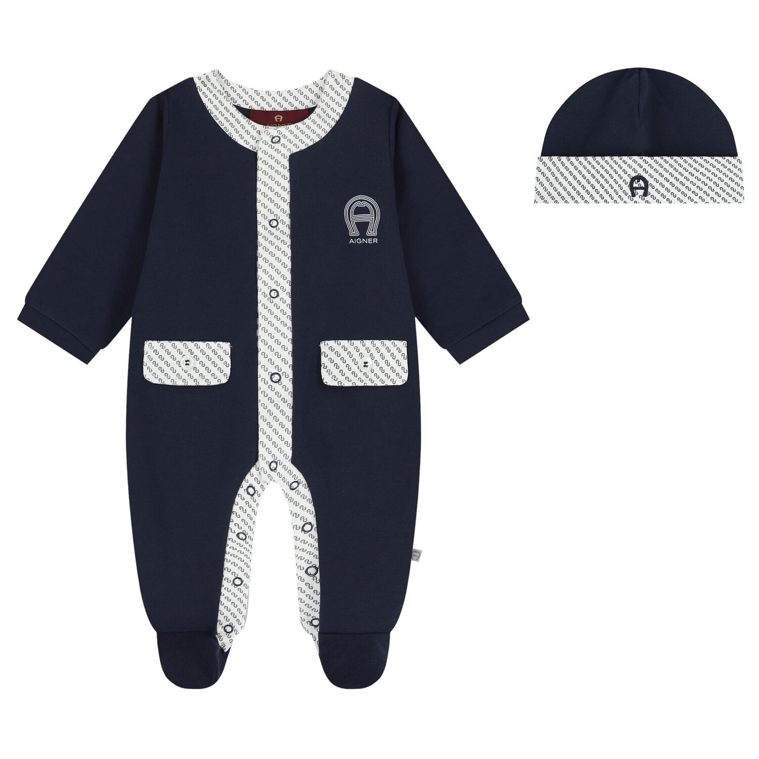 Baby Boys Navy Blue Logo Babygrow Gift Set, 2, hi-res