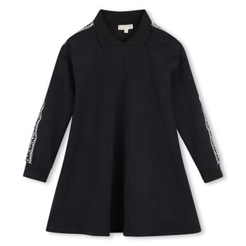 Girls Black Logo Polo Dress