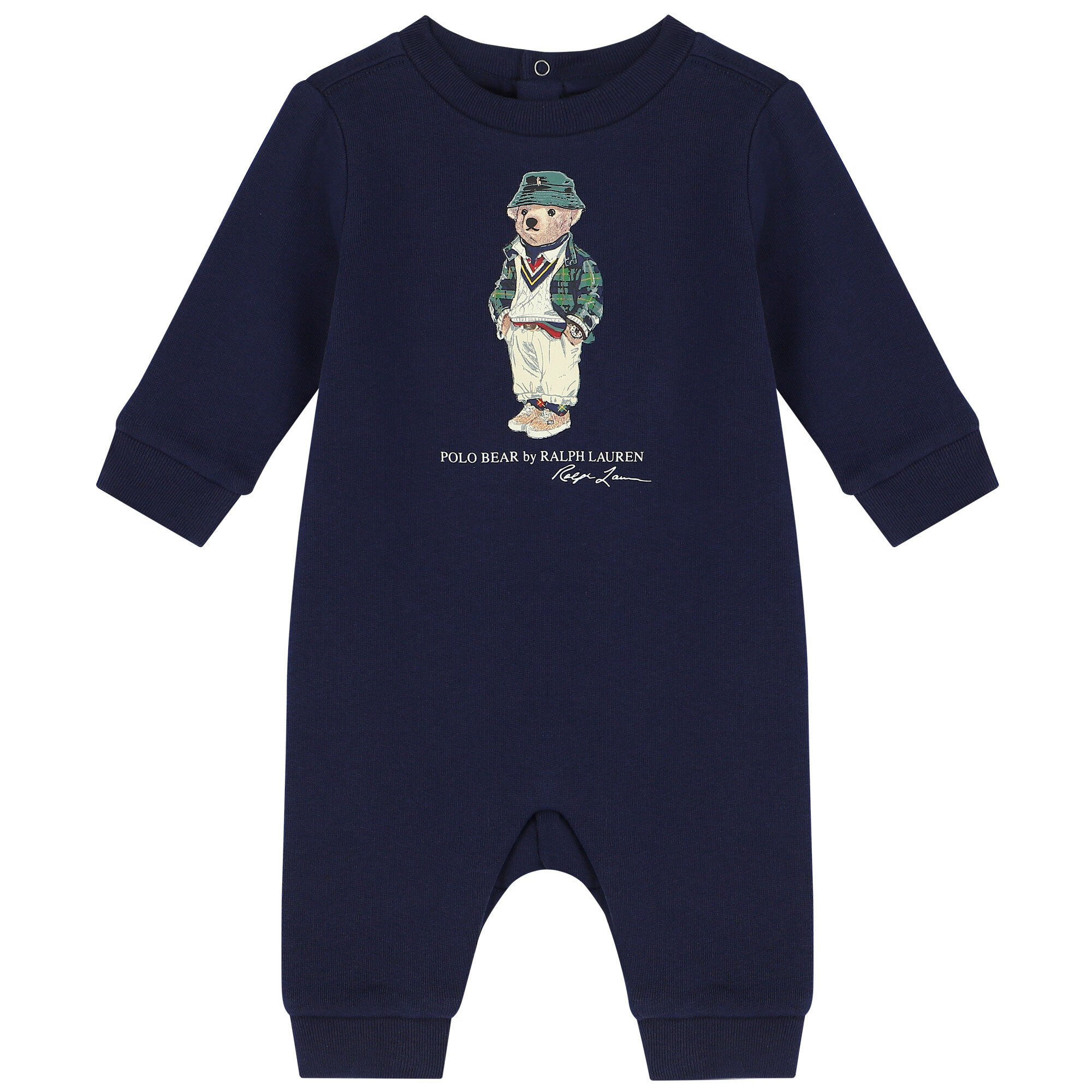 Ralph Lauren Baby Boys Navy Blue Polo Bear Romper Junior Couture