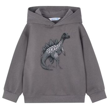 Mayoral Boys Grey Dinosaur Hooded Top, 2 Boys Grey Dinosaur Hooded Top