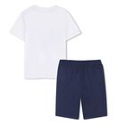 Boys White & Navy Blue Logo Shorts, 2, hi-res