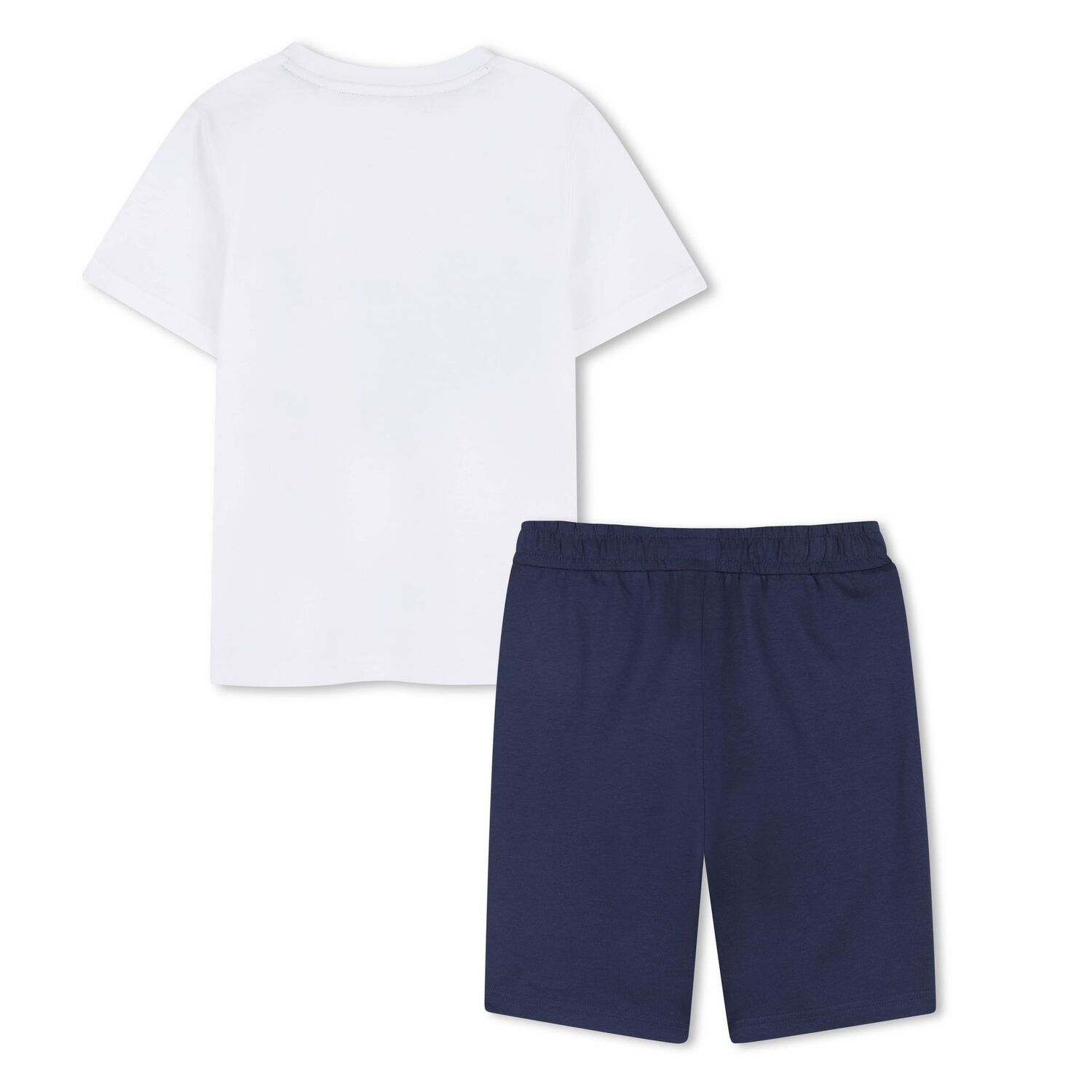 Boys White & Navy Blue Logo Shorts, 2, hi-res