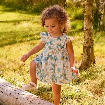 Younger Girls Green Floral Dress