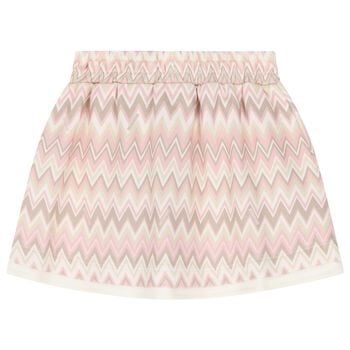 Girls Pink Logo Zig Zag Skirt