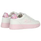 Girls White & Pink Logo Trainers, 1, hi-res