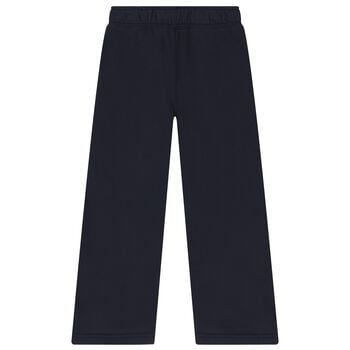 Girls Navy Blue Logo Wide Leg Joggers