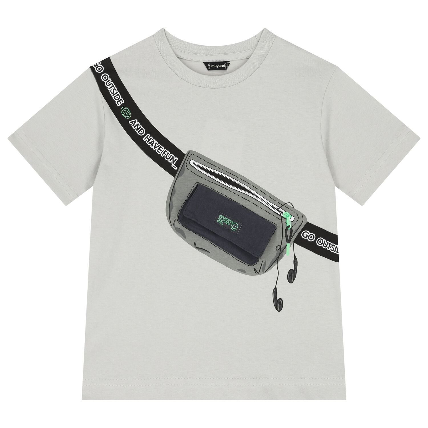Boys Grey Bag T-Shirt, 1, hi-res