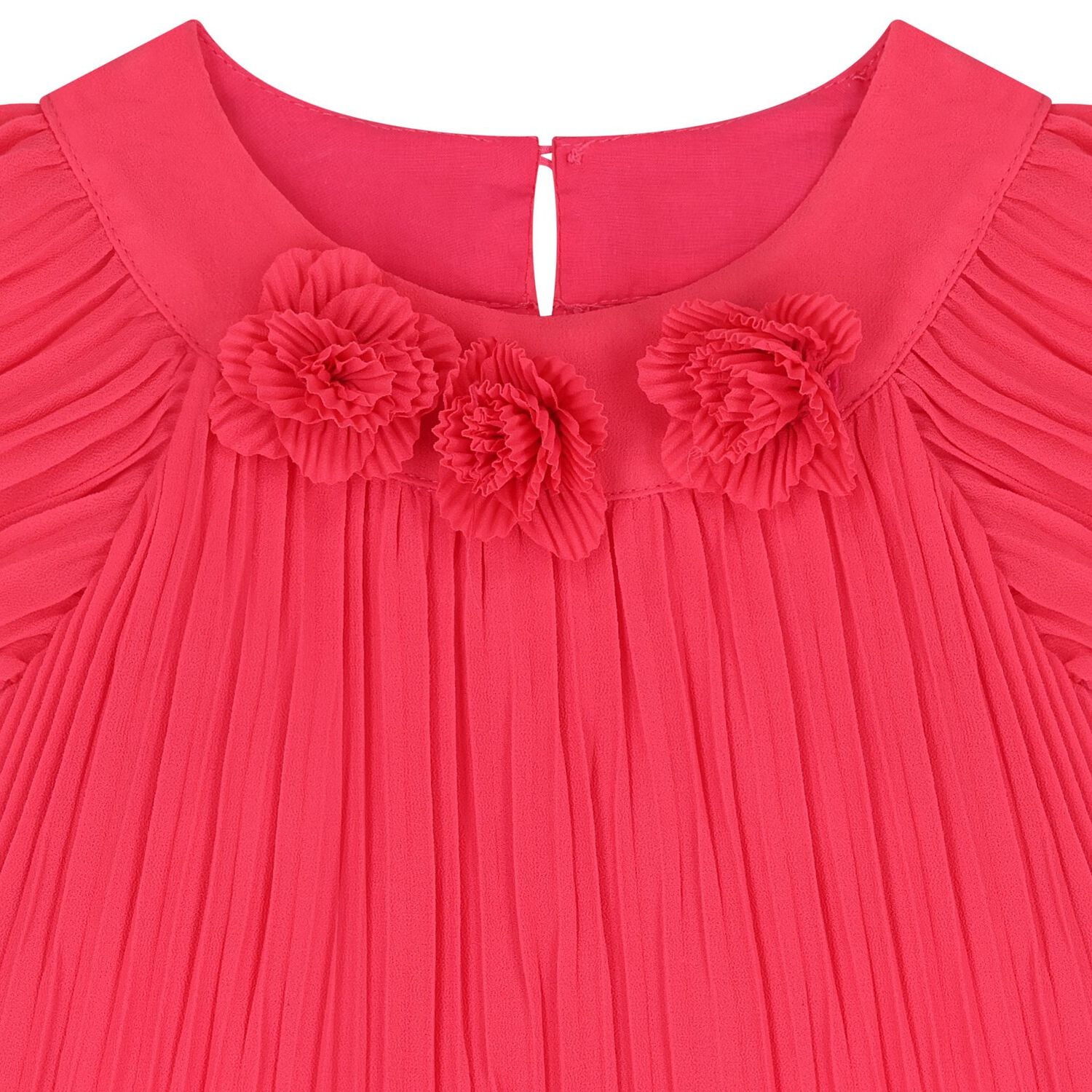 Younger Girls Pink Pleated Chiffon Dress, 1, hi-res